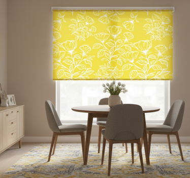 Yellow roller blind with floral design pattern - TenStickers