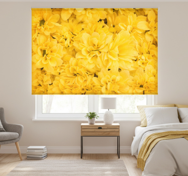 Yellow roller blind with floral petals - TenStickers