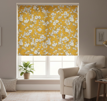 Yellow roller blind with floral vintage pattern - TenStickers