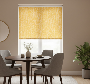 Yellow roller blind with foliage yellow pattern - TenStickers