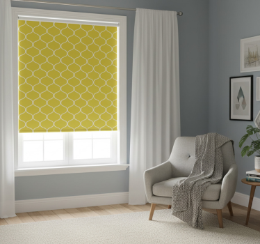 Yellow roller blind with geometric line pattern - TenStickers