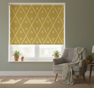 Yellow roller blind with geometric rhombus design - TenStickers