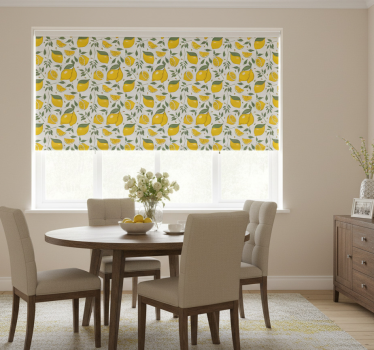 Yellow roller blind with lemon and cream flowers - TenStickers