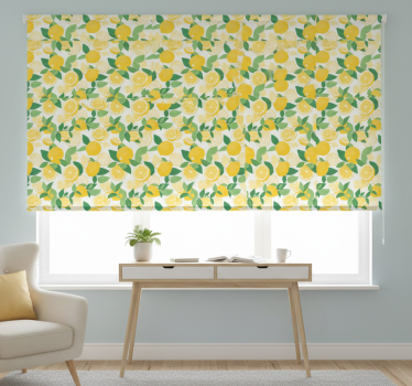 Yellow roller blind with lemon slice pattern - TenStickers