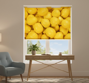 Yellow roller blind with lemons design - TenStickers