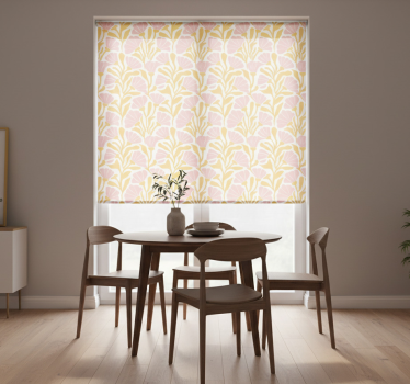 Yellow roller blind with modern colorful flower design - TenStickers