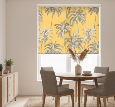 Yellow roller blind with palm trees design - TenStickers