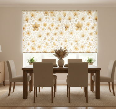 Yellow roller blind with realistic floral design - TenStickers