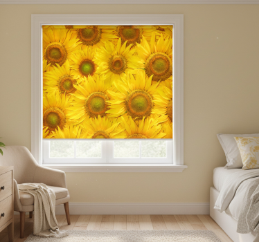 Yellow roller blind with sunflowers design - TenStickers