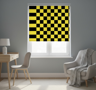 Yellow roller blind yellow and black chess board - TenStickers