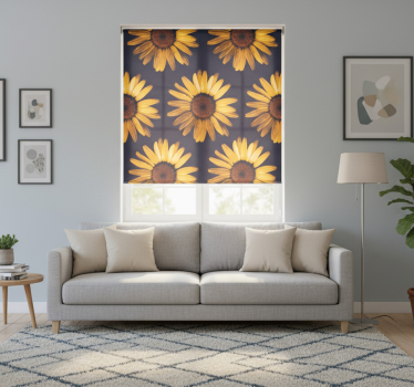 Yellow sunflower roller blind for living room - TenStickers