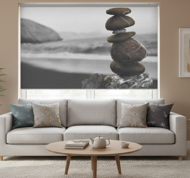 Zen tower rocks roller blind for living room - TenStickers