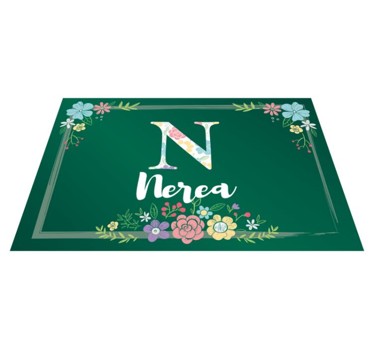 Customizable placemat floral initial design - TenStickers