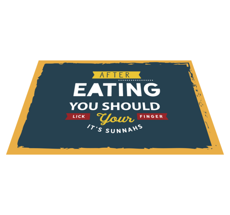 Placemat with quote eating finger lickin' good - TenStickers