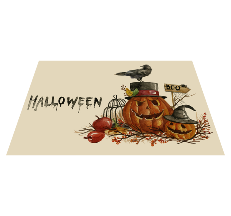Halloween placemat with festive pumpkin display - TenStickers