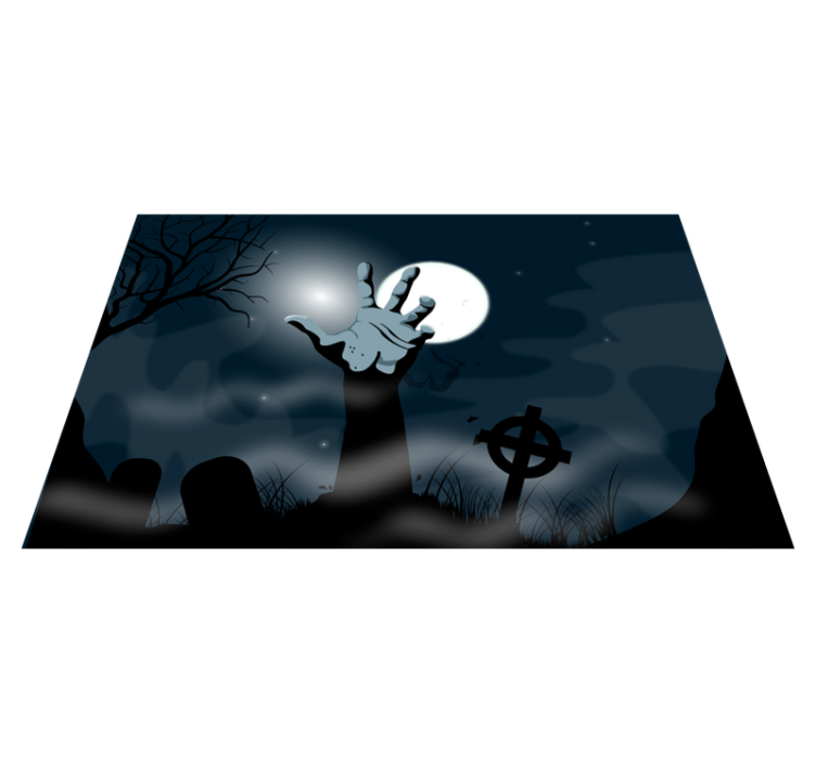 Halloween placemat spooky graveyard scene - TenStickers