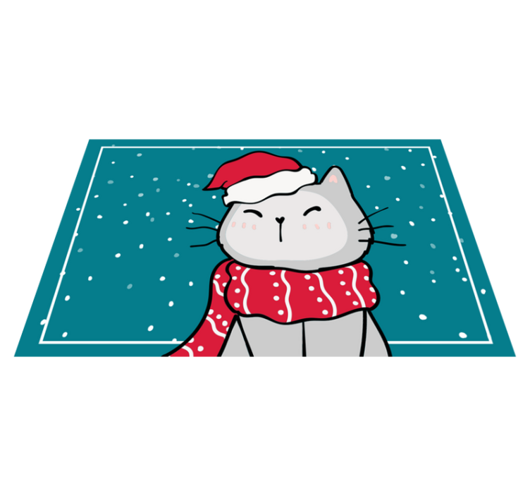 Christmas placemat cheerful cat santa - TenStickers