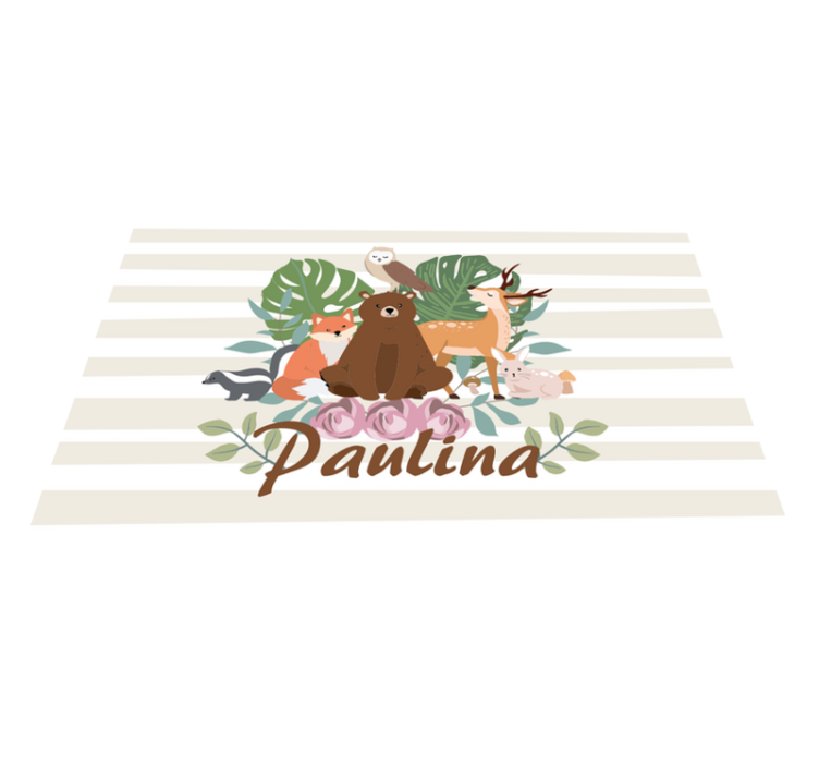 Children placemat whimsical animal gathering - TenStickers