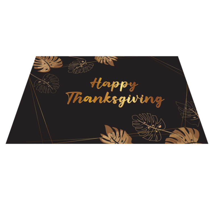 Thanksgiving gold leaf quote placemats - TenStickers