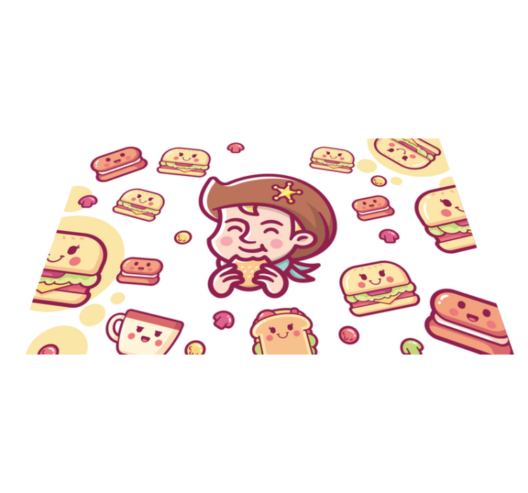 Children placemat cheerful kid enjoying burgers - TenStickers