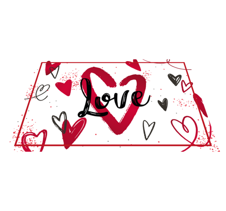 Red heart with love written original placemats - TenStickers