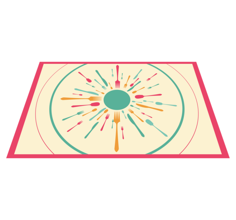Modern placemat colorful cutlery explosion - TenStickers