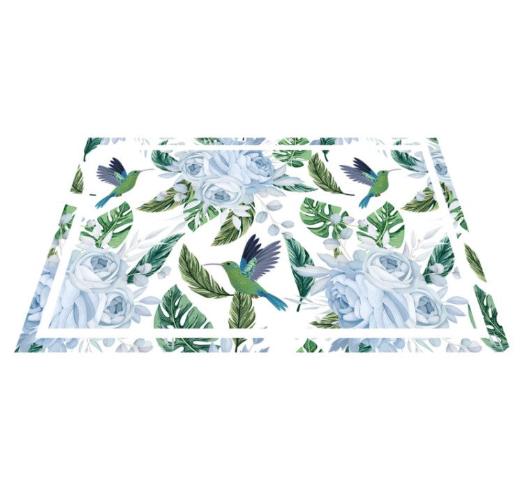 Modern placemat floral hummingbird design - TenStickers