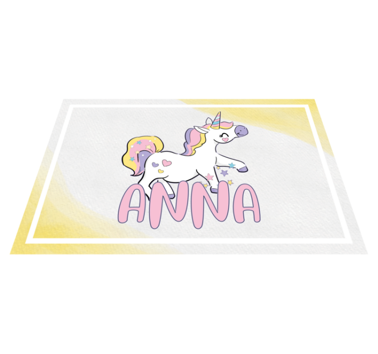 Children placemat unicorn with hearts - TenStickers