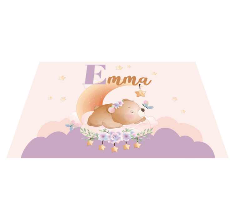 Cute animals bear with name children placemats - TenStickers