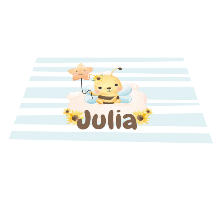 Cute animals bee with name children placemats - TenStickers