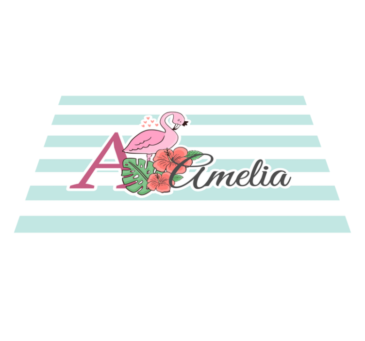Children placemat flamingo monogram amelia - TenStickers