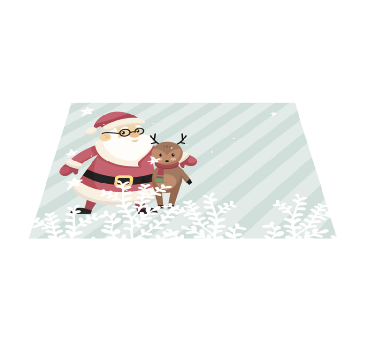 Christmas placemat santa with reindeer - TenStickers