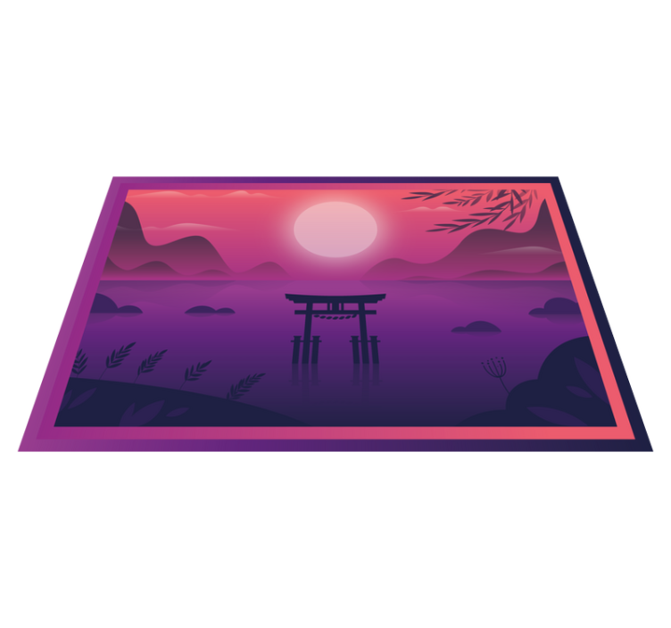 Modern placemat serene sunset landscape - TenStickers