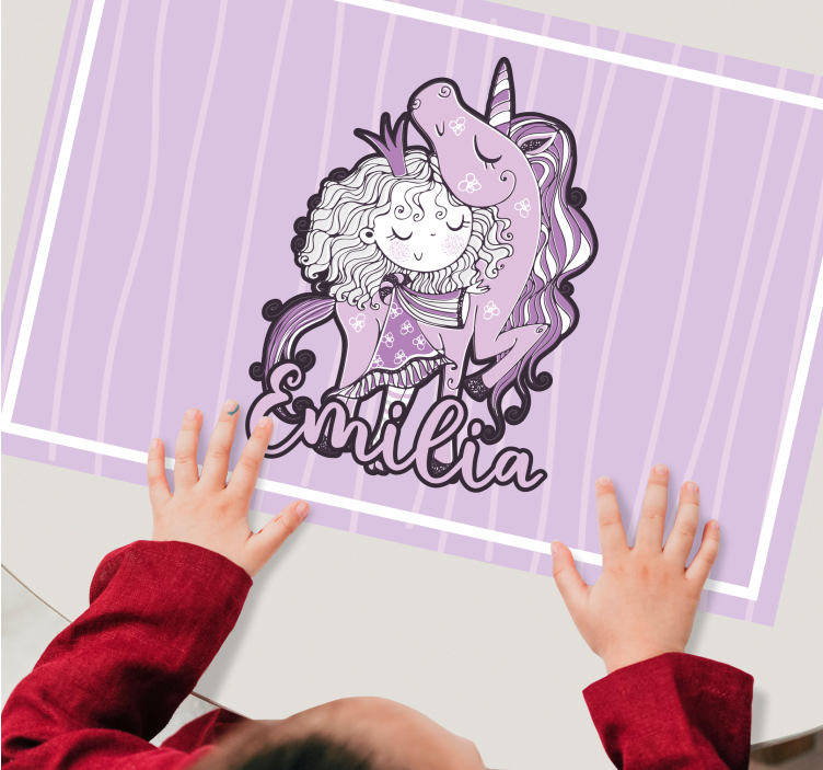 Artistic princess with a unicorn placemats - TenStickers