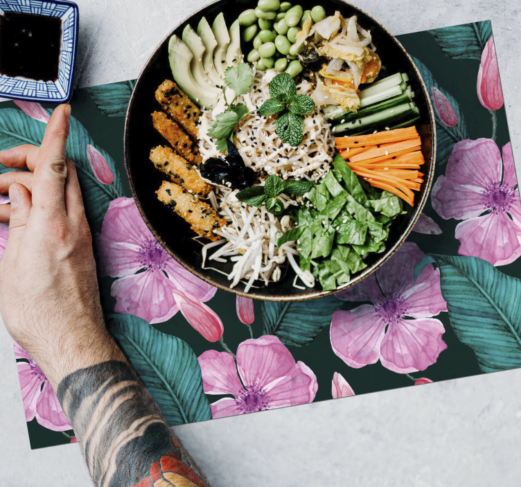 Big tropical flowers floral placemats - TenStickers