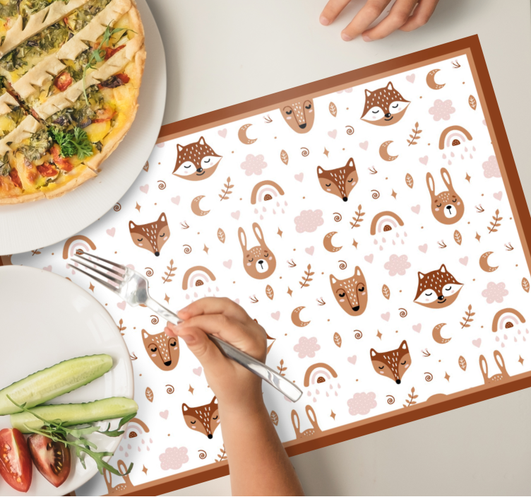 Cute brown animals rainbows children placemats - TenStickers