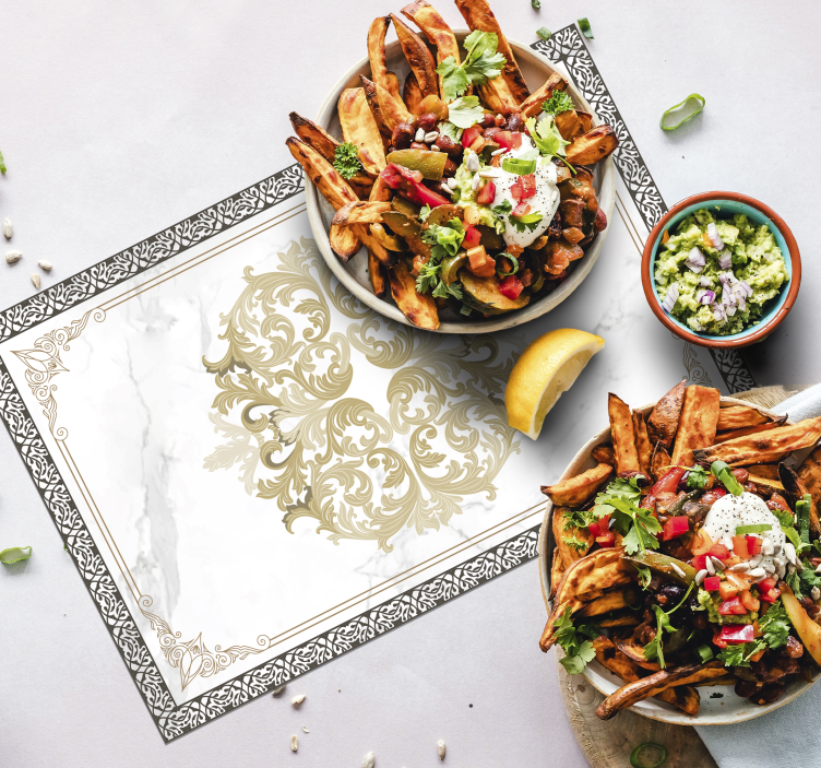 Baroque white marble elegant placemat - TenStickers