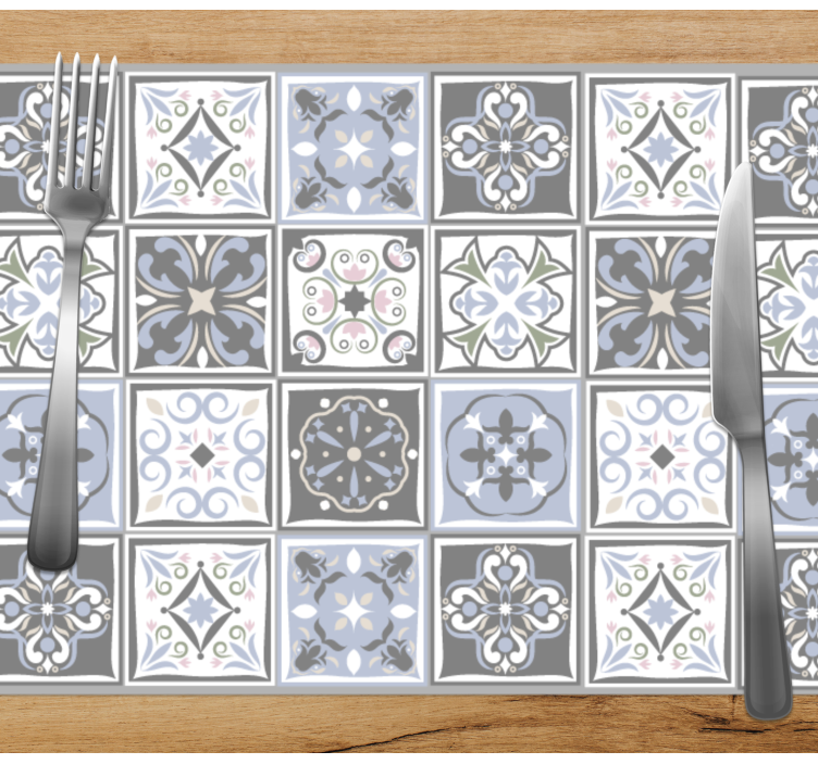 Grey various pattern tile textured placemats - TenStickers