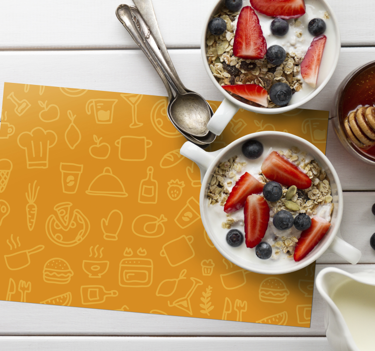 Orange background with cutlery placemats - TenStickers