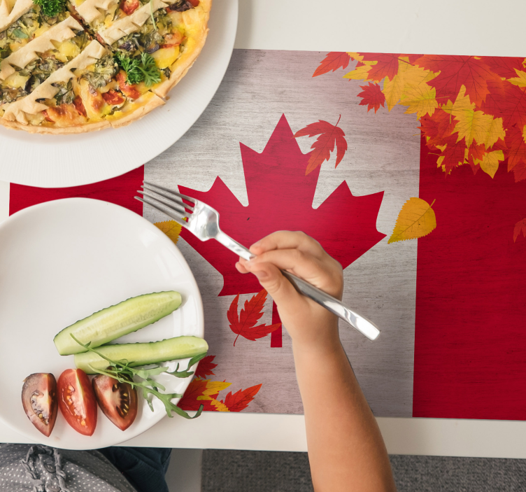 Vintage wood and Canadian leaves Vinyl placemat - TenStickers