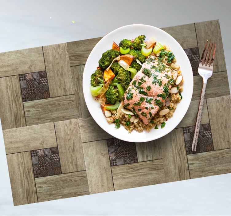 Wooden textured tiles effect textured placemats - TenStickers