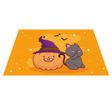 Pumpkin head witch children vinyl placemats - TenStickers
