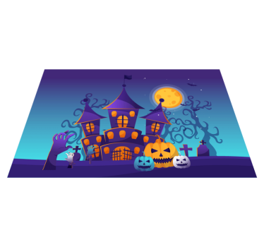 Spooky graveyard with bats and pumpkins Halloween table mats - TenStickers