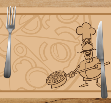 Children placemat chef with pizza - TenStickers