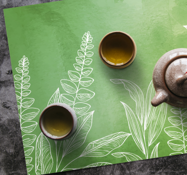 Children placemat tea set with leaves - TenStickers