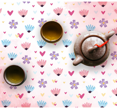 Children placemat with floral heart design - TenStickers