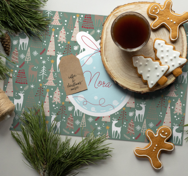 Christmas forest pattern xmas placemats - TenStickers