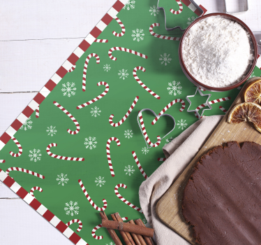 Green Candy Cane Christmas table mats - TenStickers