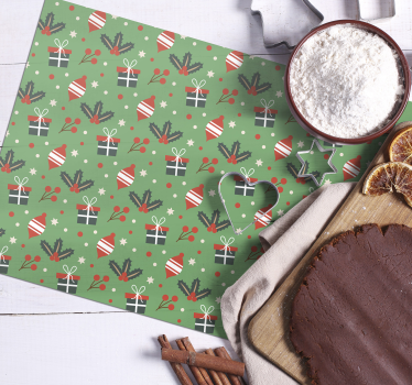 Green candy pattern  Christmas vinyl placemats - TenStickers