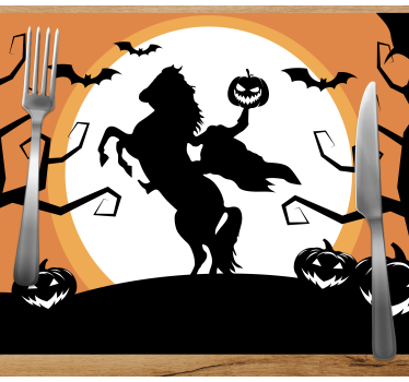 Halloween placemat horse with pumpkin design - TenStickers